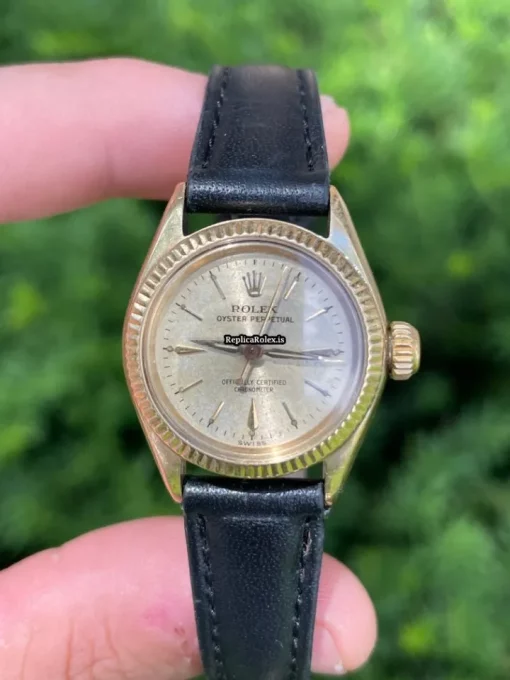 Trustworthy Fake Rolex Oyster Perpetual 6619 Automatic Movement Yellow Gold Case Womens Watch - Image 7