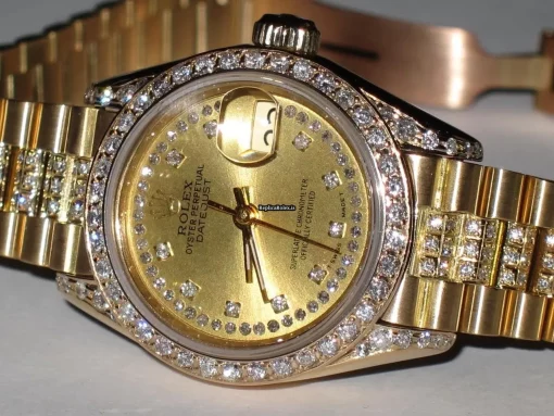 Great Replica Rolex Datejust Self Winding Automatic 26mm Yellow Gold Case Womens Watch