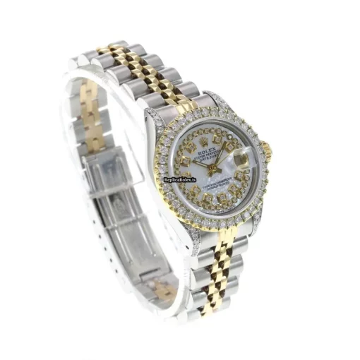 Excellent Fakes Rolex Lady-datejust 69173 Caliber 2135 Automatic Movement 26mm Gold/steel Case Womens Watch - Image 11
