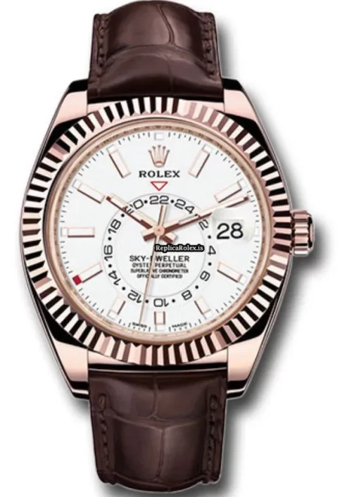 Fabulous Clone Rolex Sky-dweller 326135 Caliber 9001 Automatic Movement 42mm Rose Gold Case Mens/unisex Watch
