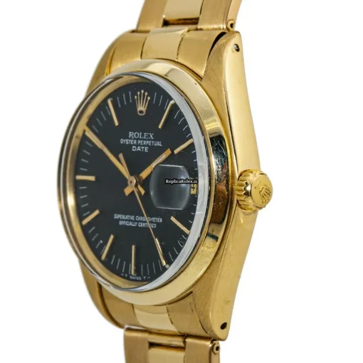 Marvellous Fake Rolex Oyster Perpetual Date 1500 Automatic Movement 34mm Yellow Gold Case Mens/unisex Watch - Image 3