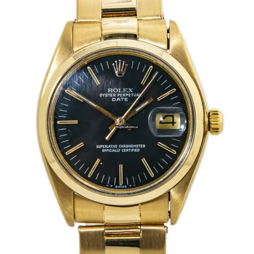 Marvellous Fake Rolex Oyster Perpetual Date 1500 Automatic Movement 34mm Yellow Gold Case Mens/unisex Watch - Image 4