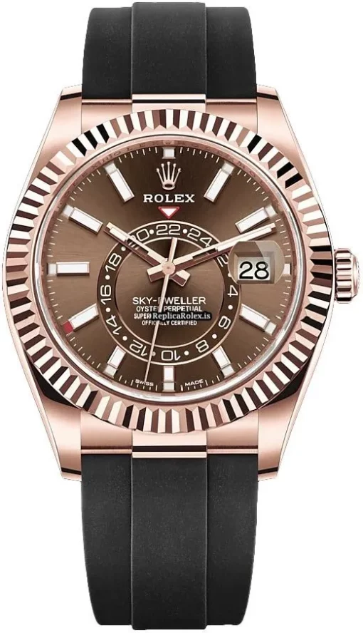 Reliable Replica Rolex Sky-dweller 326235-0005 Caliber 9001 Automatic Movement 42mm Rose Gold Case Mens/unisex Watch