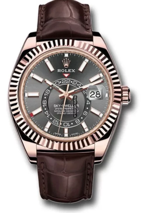 Neat Replica Rolex Sky-dweller 326135 Caliber 9001 Automatic Movement 42mm Rose Gold Case Mens/unisex Watch