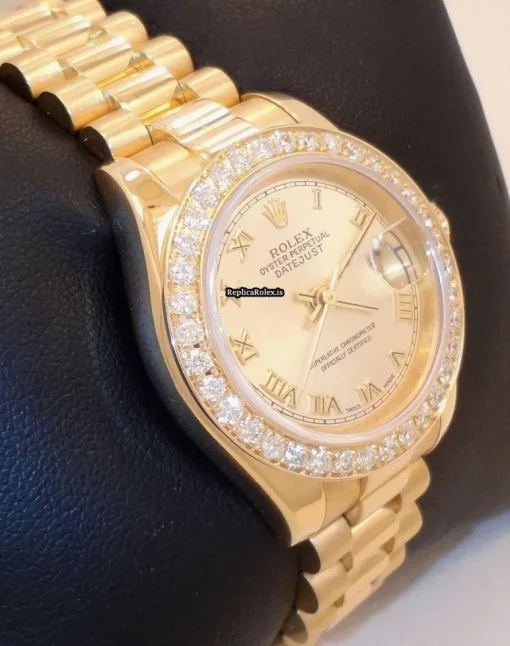 Exquisite Fake Rolex Lady-datejust 179178 Automatic Movement 26mm Yellow Gold Case Womens Watch