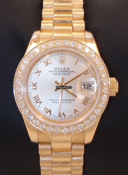 Exquisite Fake Rolex Lady-datejust 179178 Automatic Movement 26mm Yellow Gold Case Womens Watch - Image 2