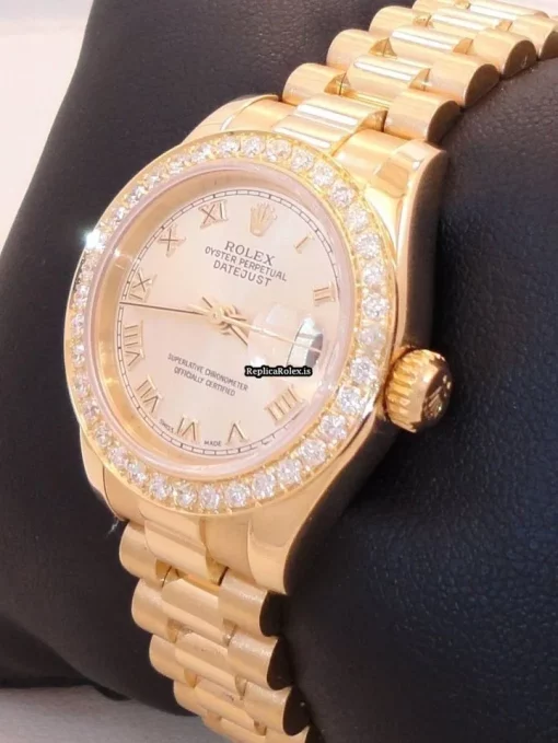 Exquisite Fake Rolex Lady-datejust 179178 Automatic Movement 26mm Yellow Gold Case Womens Watch - Image 3