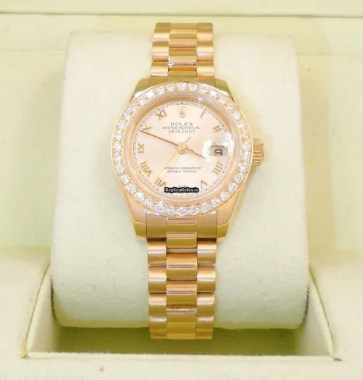 Exquisite Fake Rolex Lady-datejust 179178 Automatic Movement 26mm Yellow Gold Case Womens Watch - Image 6