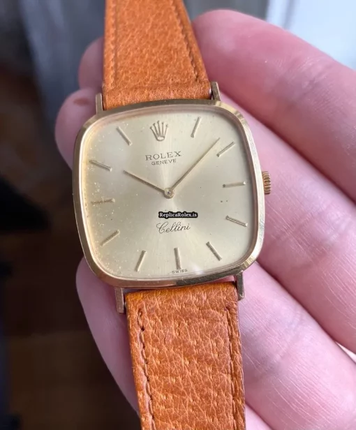 Luxury Fake Rolex Cellini Caliber 1601 Manual Winding Movement Yellow Gold Case Mens/unisex Watch - Image 4