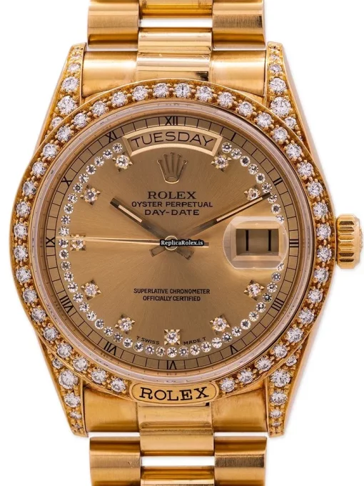 Superior Fake Rolex Day-date 18138 Caliber 3055 Automatic Movement 36mm Yellow Gold Case Mens/unisex Watch