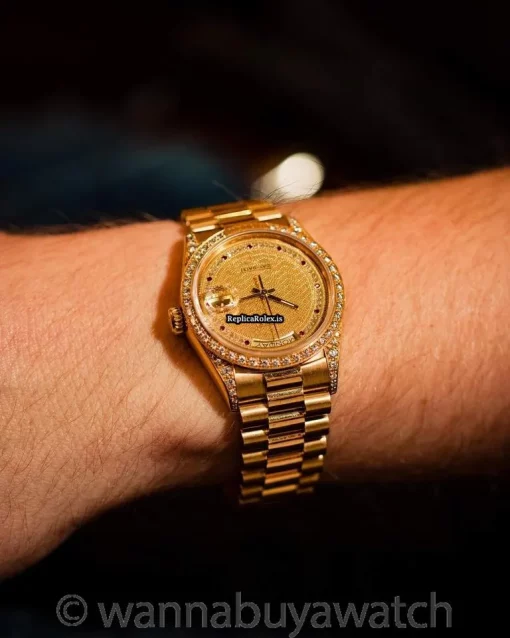 Superior Fake Rolex Day-date 18138 Caliber 3055 Automatic Movement 36mm Yellow Gold Case Mens/unisex Watch - Image 3