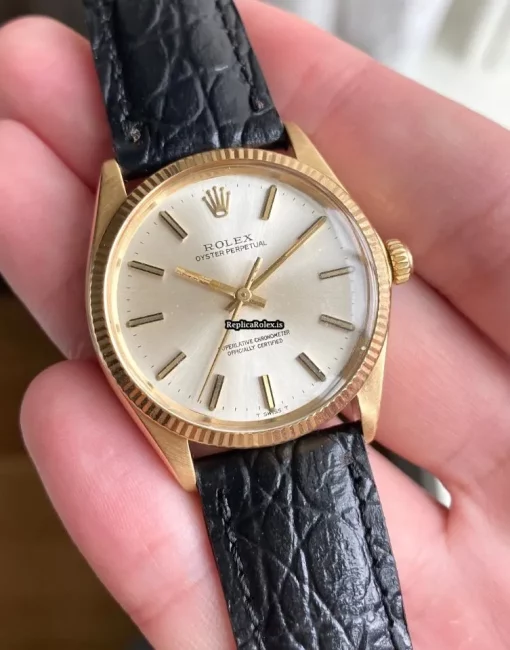 Trustworthy Replica Rolex Oyster Perpetual 34 1005 Caliber 1570 Automatic Movement 34mm Yellow Gold Case Mens/unisex Watch - Image 4