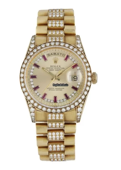Luxury Fake Rolex Day-date 18388 Automatic Movement 36mm Yellow Gold Case Mens/unisex Watch - Image 2