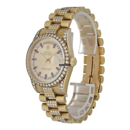 Luxury Fake Rolex Day-date 18388 Automatic Movement 36mm Yellow Gold Case Mens/unisex Watch - Image 4