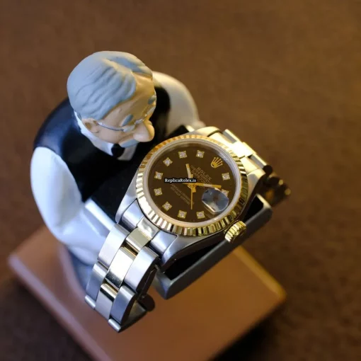 Inexpensive Fake Rolex Lady-datejust 69173 Caliber 2135 Automatic Movement 26mm Gold/steel Case Womens Watch - Image 4