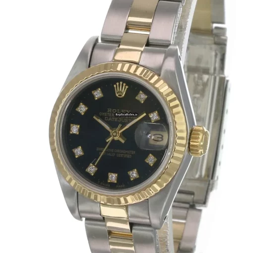 Inexpensive Fake Rolex Lady-datejust 69173 Caliber 2135 Automatic Movement 26mm Gold/steel Case Womens Watch - Image 6