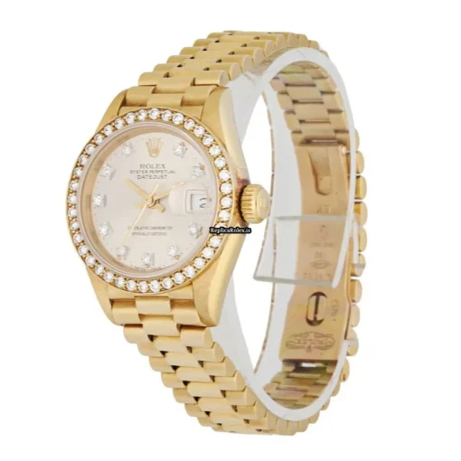 Superb Replicas Rolex Lady-datejust 69138 Automatic Movement 26mm Yellow Gold Case Womens Watch - Image 2