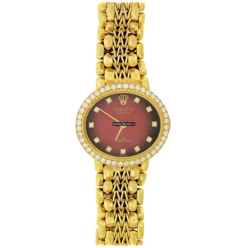 Trustworthy Replica Rolex Cellini 4436 Caliber 1600 Manual Winding Movement 25x23mm Yellow Gold Case Womens Watch - Image 2