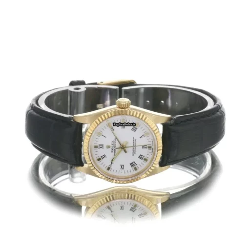 Unique Knockoff Rolex Oyster Perpetual 67518 Automatic Movement 31mm Yellow Gold Case Mens/unisex Watch - Image 6