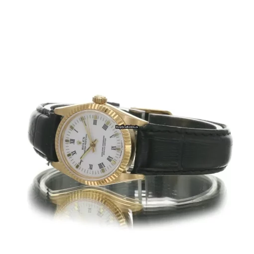 Unique Knockoff Rolex Oyster Perpetual 67518 Automatic Movement 31mm Yellow Gold Case Mens/unisex Watch - Image 7