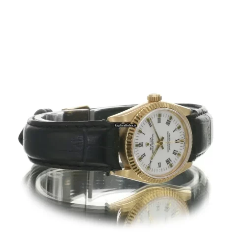 Unique Knockoff Rolex Oyster Perpetual 67518 Automatic Movement 31mm Yellow Gold Case Mens/unisex Watch - Image 8