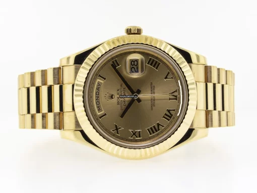 Neat Fake Rolex Day-date II 218238 Caliber 3156 Automatic Movement 41mm Yellow Gold Case Mens/unisex Watch - Image 6