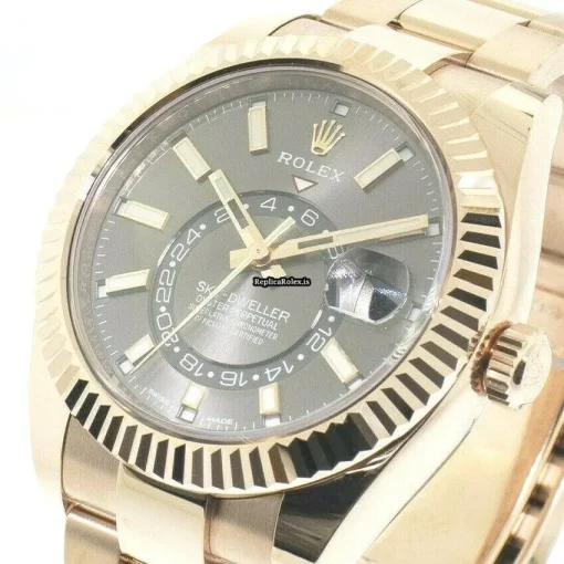 Wholesale Knockoff Rolex Sky-dweller 326935 Caliber 9001 Automatic Movement 42mm Rose Gold Case Mens/unisex Watch