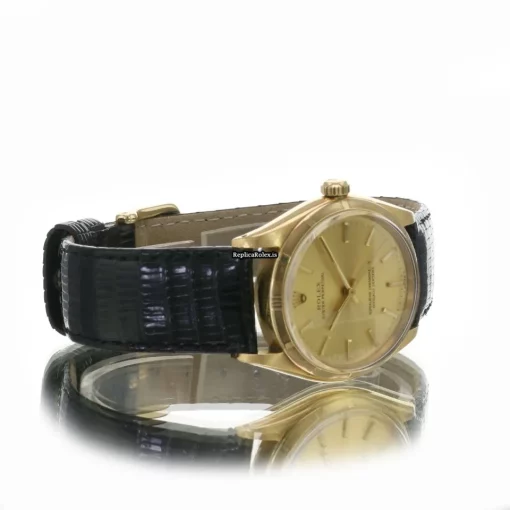 Cool Fake Rolex Oyster Perpetual 34 1005 Caliber 1570 Automatic Movement 34mm Yellow Gold Case Mens/unisex Watch - Image 10