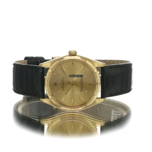 Cool Fake Rolex Oyster Perpetual 34 1005 Caliber 1570 Automatic Movement 34mm Yellow Gold Case Mens/unisex Watch - Image 9