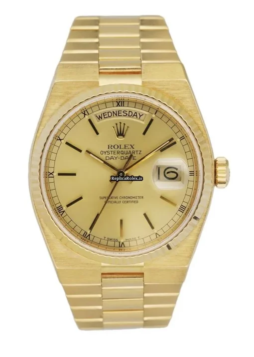 Awesome Clone Rolex Day-date Oysterquartz 19018 Quartz Movement 36mm Yellow Gold Case Mens/unisex Watch