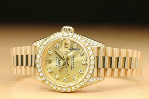 Fantastic Replica Rolex Lady-datejust 69178 Caliber 2135 Automatic Movement 26mm Yellow Gold Case Womens Watch - Image 3