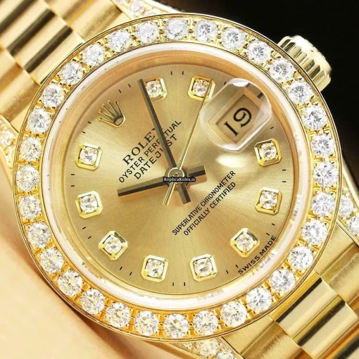 Wonderful Fakes Rolex Lady-datejust 69178 Caliber 2135 Automatic Movement 26mm Yellow Gold Case Womens Watch