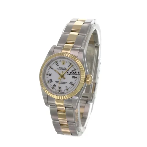 High Quality Fake Rolex Oyster Perpetual 67193 Caliber 2130 Automatic Movement 24x26mm Gold/steel Case Womens Watch - Image 10