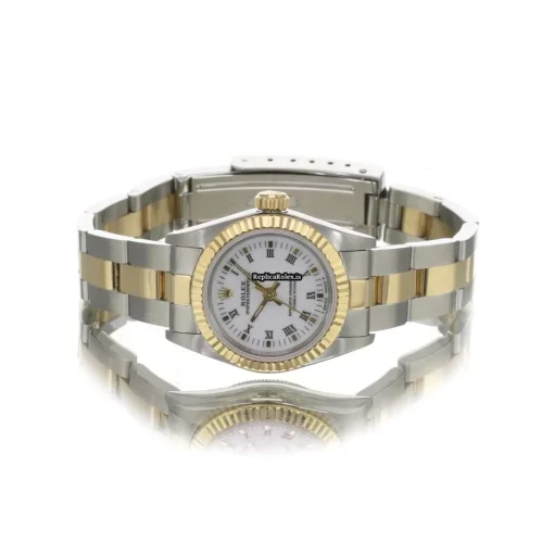 High Quality Fake Rolex Oyster Perpetual 67193 Caliber 2130 Automatic Movement 24x26mm Gold/steel Case Womens Watch - Image 11