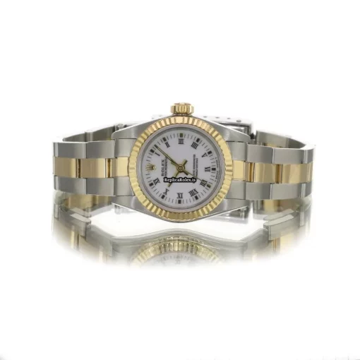 High Quality Fake Rolex Oyster Perpetual 67193 Caliber 2130 Automatic Movement 24x26mm Gold/steel Case Womens Watch - Image 12