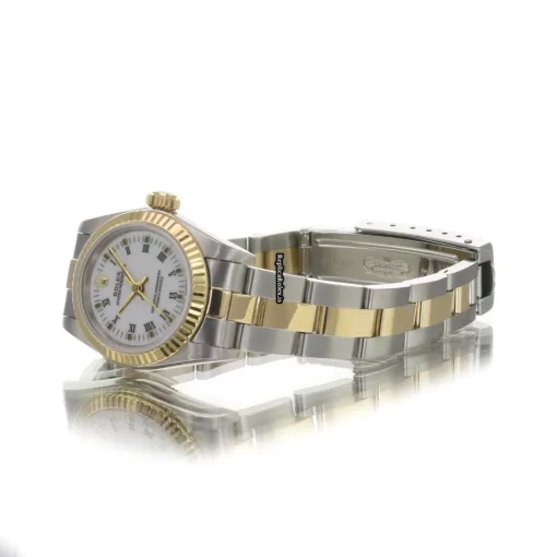 High Quality Fake Rolex Oyster Perpetual 67193 Caliber 2130 Automatic Movement 24x26mm Gold/steel Case Womens Watch - Image 13