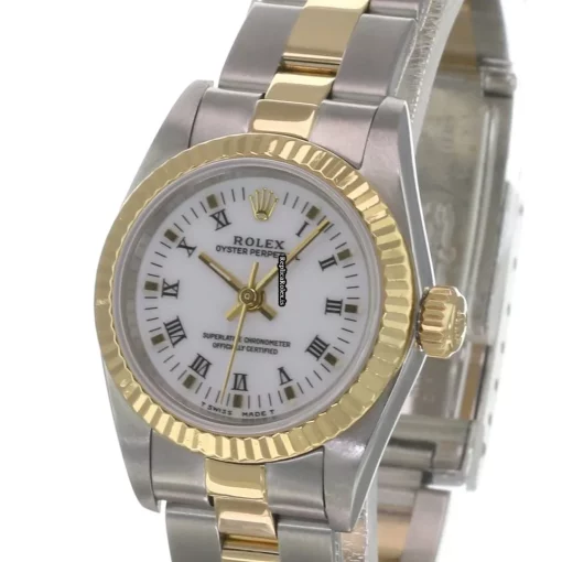 High Quality Fake Rolex Oyster Perpetual 67193 Caliber 2130 Automatic Movement 24x26mm Gold/steel Case Womens Watch - Image 5