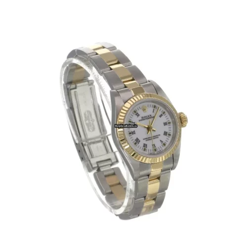 High Quality Fake Rolex Oyster Perpetual 67193 Caliber 2130 Automatic Movement 24x26mm Gold/steel Case Womens Watch - Image 9