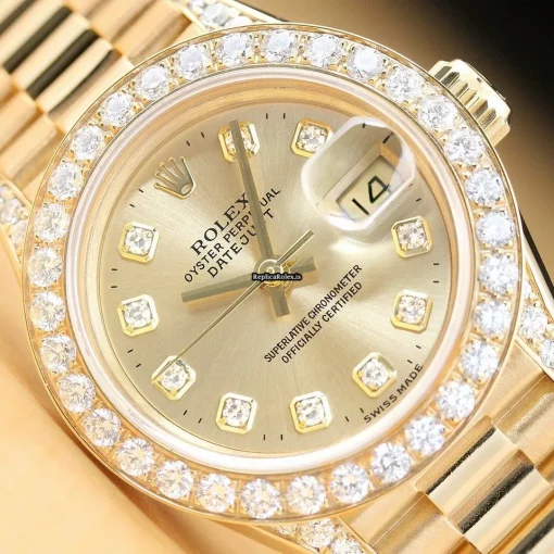Wholesale Replicas Rolex Lady-datejust 69178 Caliber 2135 Automatic Movement 26mm Yellow Gold Case Womens Watch