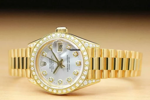 Cheap Replica Rolex Lady-datejust 69178 Caliber 2135 Automatic Movement 26mm Yellow Gold Case Womens Watch - Image 2