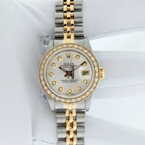 Excellent Fakes Rolex Lady-datejust 69173 Caliber 2135 Automatic Movement 26mm Gold/steel Case Womens Watch - Image 9