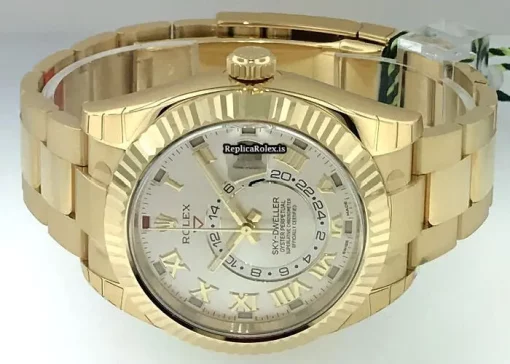 Lovely Fake Rolex Sky-dweller 326938 Automatic Movement 42mm Yellow Gold Case Mens/unisex Watch - Image 3