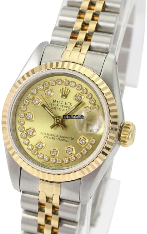 Nice Copy Rolex Lady-datejust 69173 Caliber 2135 Automatic Movement 26mm Gold/steel Case Womens Watch