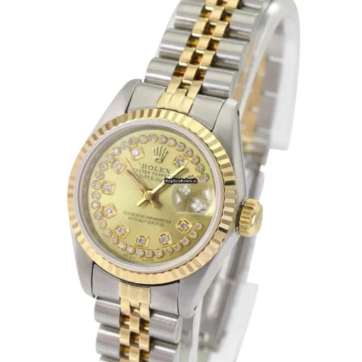 Nice Copy Rolex Lady-datejust 69173 Caliber 2135 Automatic Movement 26mm Gold/steel Case Womens Watch - Image 2
