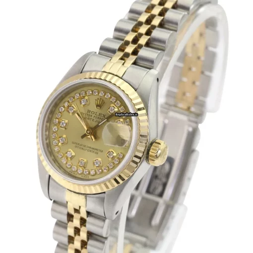 Nice Copy Rolex Lady-datejust 69173 Caliber 2135 Automatic Movement 26mm Gold/steel Case Womens Watch - Image 3
