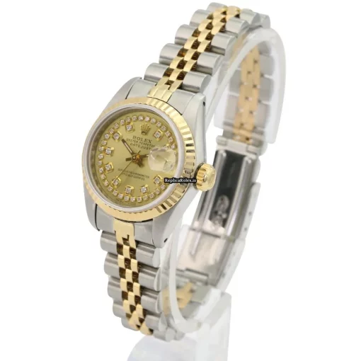 Nice Copy Rolex Lady-datejust 69173 Caliber 2135 Automatic Movement 26mm Gold/steel Case Womens Watch - Image 5
