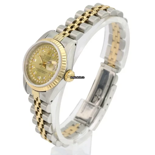 Nice Copy Rolex Lady-datejust 69173 Caliber 2135 Automatic Movement 26mm Gold/steel Case Womens Watch - Image 6
