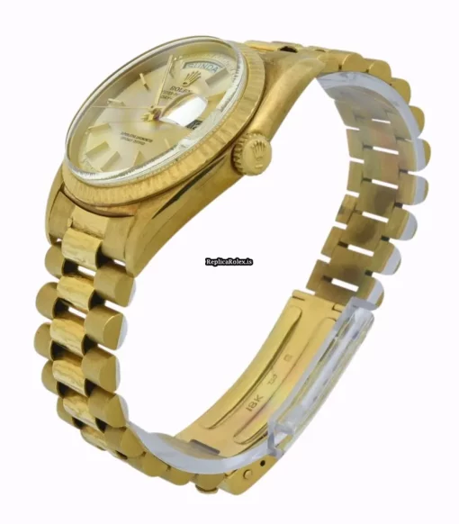 Trustworthy Knockoff Rolex Day-date 36 1803 Caliber 1556 Automatic Movement 36mm Yellow Gold Case Mens/unisex Watch - Image 3