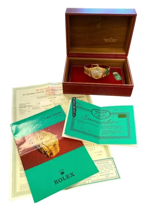 Trustworthy Knockoff Rolex Day-date 36 1803 Caliber 1556 Automatic Movement 36mm Yellow Gold Case Mens/unisex Watch - Image 6