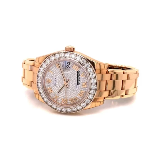 Great Fake Rolex Pearlmaster 81285 Automatic Movement 34mm Rose Gold Case Womens Watch - Image 4